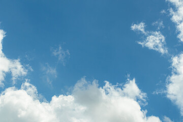 Beautiful frame blue sky with cloudy background and texture. Copy space for text.