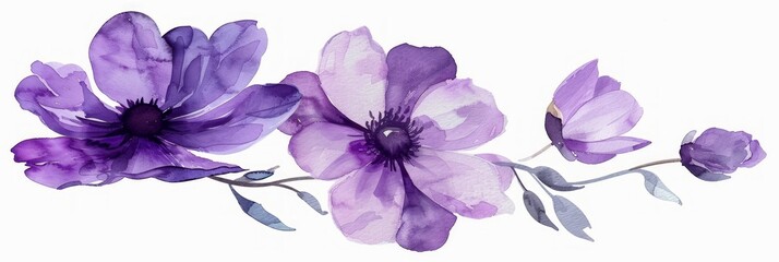 Purple Watercolor Flower Clipart for Graphic Design Generative AI