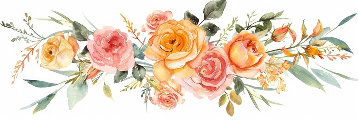Watercolor Floral Wreath and Bouquet for Special Occasions Generative AI
