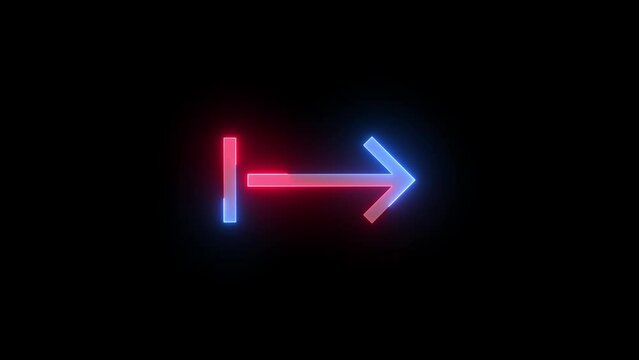 Neon import mirrored icon blue red color glowing animation black background