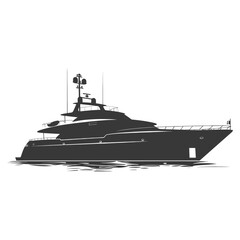 Obraz premium Silhouette yacht or boat black color only