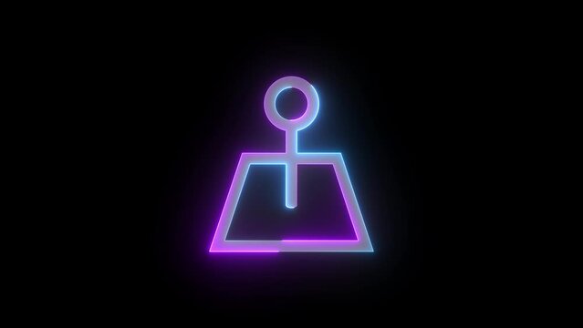 Neon map pin icon cyan purple color glowing animation black background