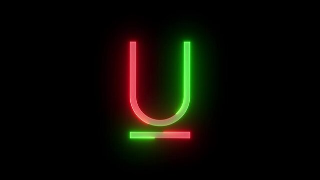 Neon underline icon green red color glowing animation black background