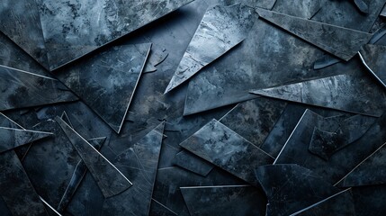 Abstract background highlights dark metal blades. Gorgeous patterns unfold. - obrazy, fototapety, plakaty