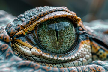 Eyes of a crocodile are terrifying and frightening.