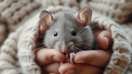 Person Holding Rat in Hands