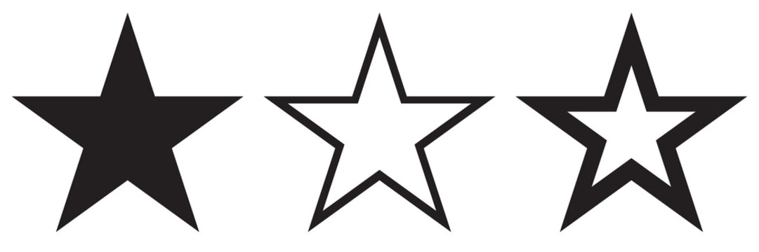 Star vector icons. Set of star symbols isolated. Rating star signs collection