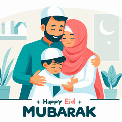 Vector flat eid mubarak illustration eid social media post design