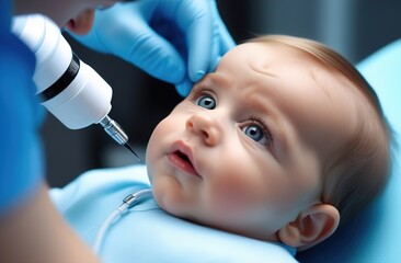 Naklejka premium Business and healthcare concept, baby child get medicine