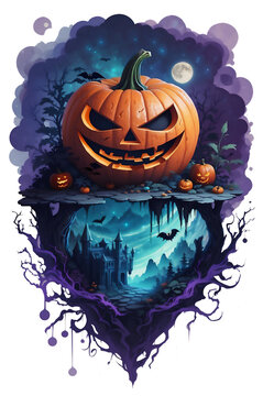 Enigmatic Adventure Halloween Pumpkin Odyssey T-Shirt