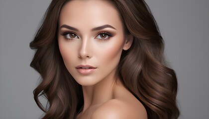Portrait of a Female Close Face Image, Headshot Image, Accentuating her Beauty with Flawless