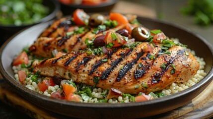 Close Up of a Plate of Food With Chicken