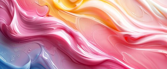 Abstract swirls of pastel colors resembling a creamy, fluid art background, conveying a sense of softness and serenity. - obrazy, fototapety, plakaty