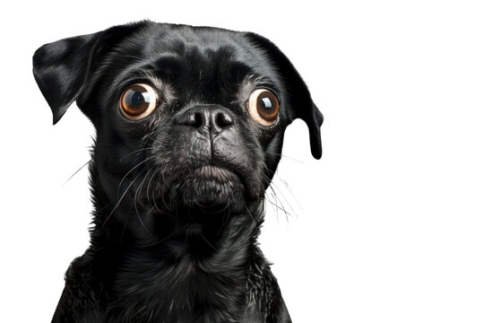 Stupid looking black dog,Isolated on a transparent background.