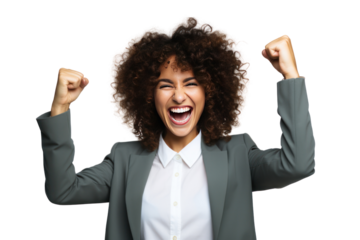 Young business people showing determination Expressing a sense of determination and determination Handsome young people with a good mood.Isolated on a transparent background.