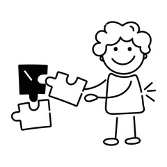 A doodle icon depicting solving puzzle 