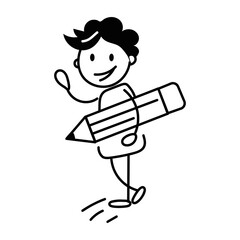 Check out doodle icon of student pencil 