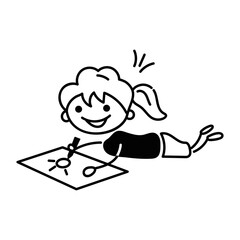 Download this doodle icon of a kid drawing 