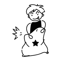 Premium doodle icon depicting sack race 
