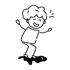 Customizable doodle icon depicting water jumping 