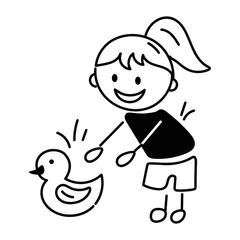 Download this doodle icon of kids duck 