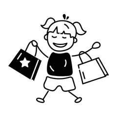 Here’s a doodle icon of kid shopping bags