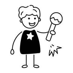 Trendy doodle icon of a kid lollipop 