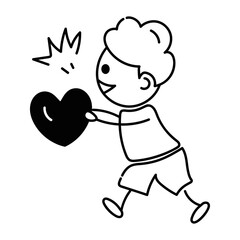 Handy doodle icon depicting kid love 