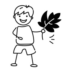 Download doodle icon of a happy child 