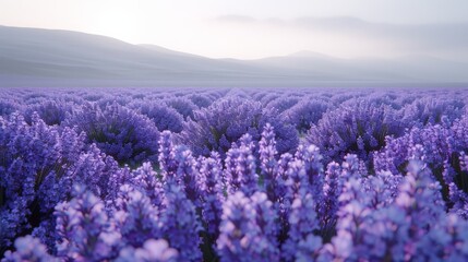 Fototapeta premium Field of Purple Flowers Under Cloudy Sky