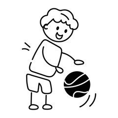 Modern doodle icon depicting basketball game