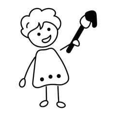 A well-designed doodle icon of dripping paintbrush 