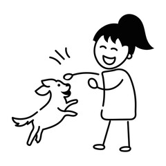 Here’s a doodle icon of playing dog 