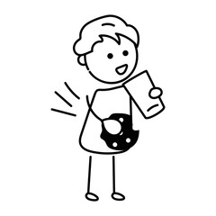 Grab this doodle icon of kid breakfast 