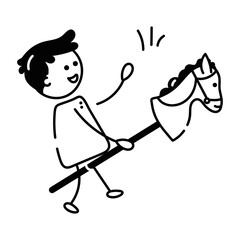 Check out doodle icon of horse stick toy 