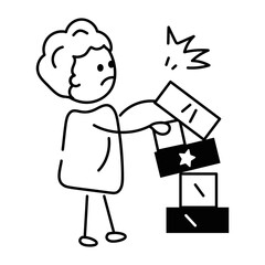 Handy doodle icon depicting falling blocks 