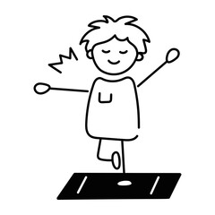 Handy doodle icon of kid doing exercise 