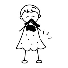 A doodle icon of kid wiping mouth 