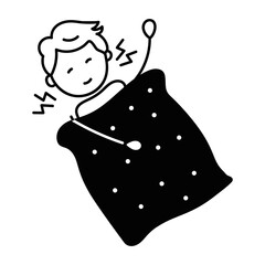 Handy doodle icon of a sleeping kid 
