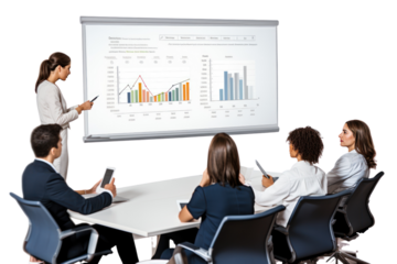 Entrepreneurial woman presenting work to investors with confidence Have excellent presentation skills Able to convince investors and clients with confidence and creativity.