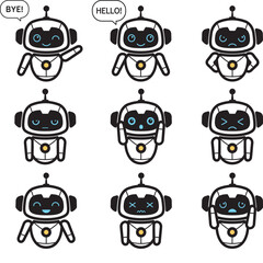 creative collection of cute bot robot logo vector set design icon symbol illustration