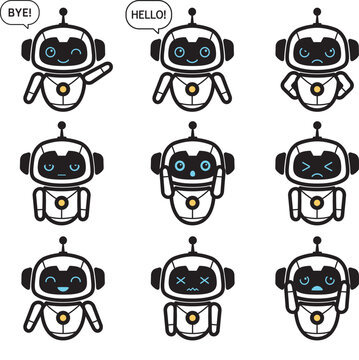 creative collection of cute bot robot logo vector set design icon symbol illustration