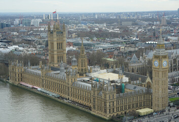 view from london eye big ben thames river