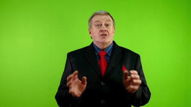 Newscaster journalist, businessman presenting news
