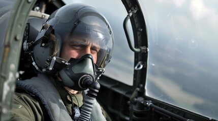 Fototapeta premium Jet pilot in the cockpit. Fighters and military aircraft.