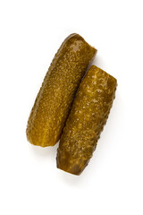 Pickles. Preserved cucumbers, marinated gherkin, isolated on white background