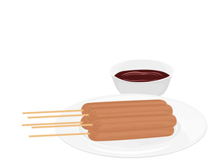 Hot dog on a white background.