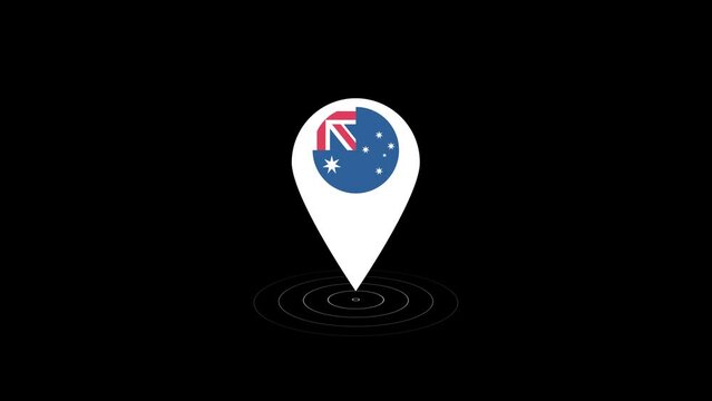 Heard Island flag icon GPS location tracking animation on black background