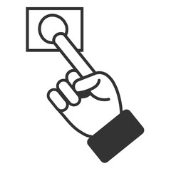 Ring door bell icon. finger pressing or Hand push bell button symbol vector ilustration.