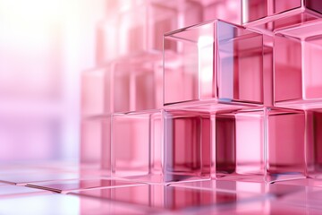 3d abstract pink background with pink squares. Futuristic modern wallpaper of the future.